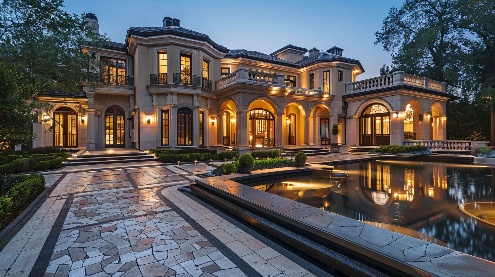 classic architecture meets modern living in this luxurious home